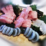fatty tuna and rolled squid sashimi photo