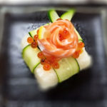 white box flower sushi