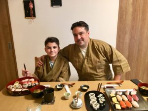guests with beautiful sushi