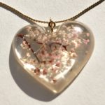 Amazing big heart 3D Sakura cherry blossoms necklace