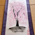 Japanese painting calligraphy art hanging scroll Kakejiku wall decor ZEN style SHIDARE Sakura