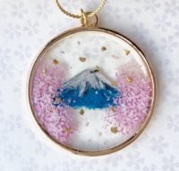 3D painting Mt.Fuji and Sakura necklace