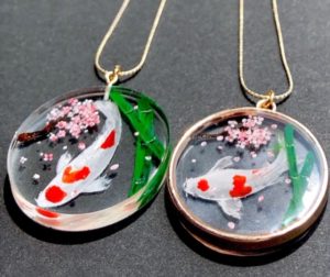 3D painting Koi fish necklace