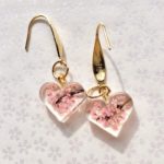 Crystal heart 3D Sakura cherry blossoms earrings