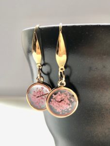Japanese style 3D Sakura cherry blossom dangling earrings