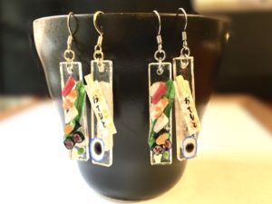 Miniature Japanese food Sushi set dangling earrings