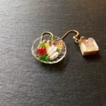 Miniature Japanese food Sashimi with Masu Japanese sake earrings