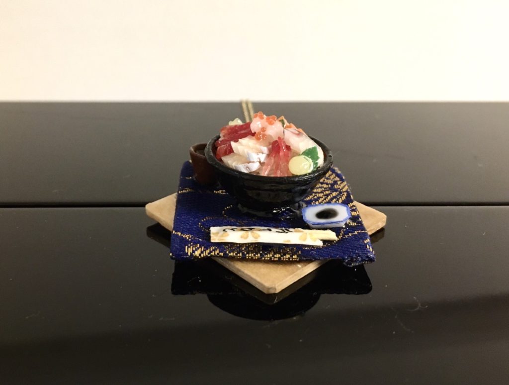 Miniature 3D Japanese food Kaisendon necklace