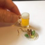 Miniature 3D Japanese food Yakitori and beer earrings