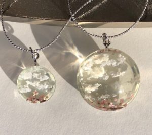 Crystal glass 3D Japanese Spring sky necklace