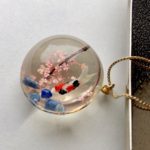 Crystal glass 3D koi with Sakura necklace