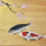 Japanese painting Koi fish with Sakura