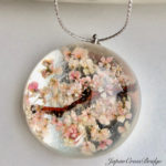 Amazing Sakura cherry blossoms crystal glass necklace