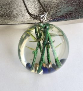 Extra large crystal glass 3D miniature bamboo forest necklace