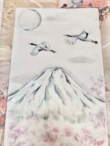 Crane birds Japanese painting Kakejiku art