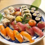 healthy rice sushi of tuna and salmon course