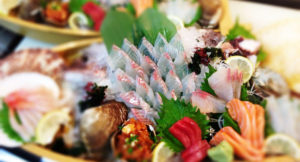 sashimi assortment on boat