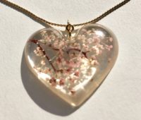 Amazing big heart 3D Sakura cherry blossoms necklace