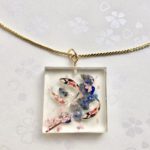 Japanese style miniature koi fish and Sakura cherry blossoms necklace