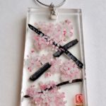3D painting ZEN style Sakura cherry blossoms necklace