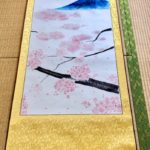 Japanese style Sakura with Mt.Fuji painting hanging scroll