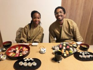 beautiful sushi with guests!