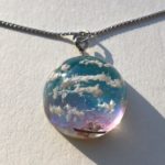 Crystal dome 3D Japanese Spring after sunset sky necklace