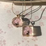 3D painting Sakura cherry blossoms crystal neckklace