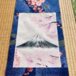 Gorgeous Kimono fabric Mt. Fuji with Sakura cherry blossom Kakejjiku wall decoration