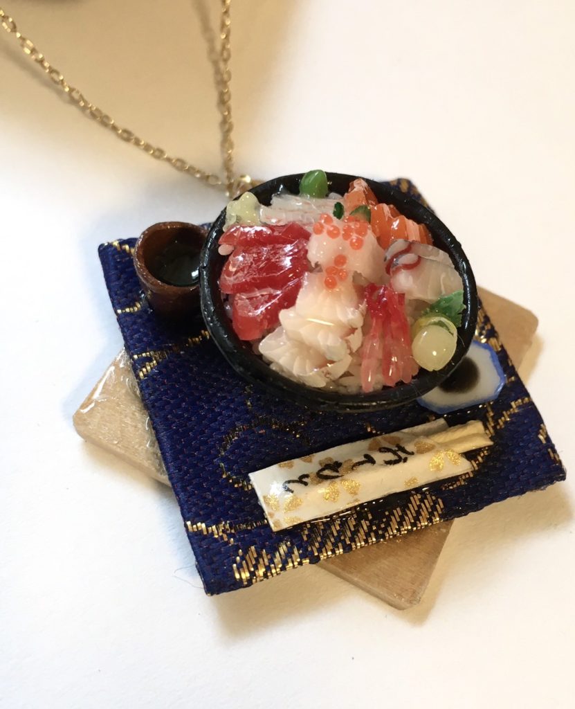 Miniature Japanese food Kaisendon necklace