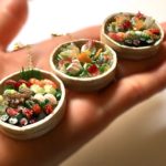 Miniature 3D Japanese food wooden bowl Sushi and Sashimi necklace