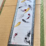 Extra large Koi pond Japanese calligraphy painting Kakejiku hanging scroll
