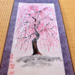 Japanese painting ZEN Sakura hanging scroll Kakejiku wall decoration