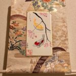 Gorgeous Kimono Obi belt Japanese painting Kakejiku hanging scroll Koi fish and Sakura cherry blossoms