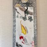 Gorgeous Kimono Obi belt Japanese painting Kakejiku hanging scroll Koi fish and pine tree